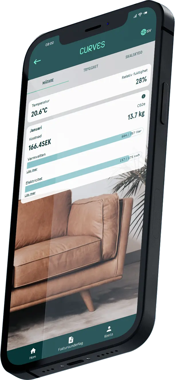 Mobil som visar appen Curves